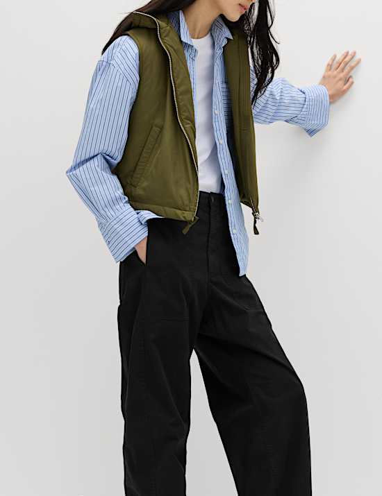 Cotton Rich Barrel Leg Trousers