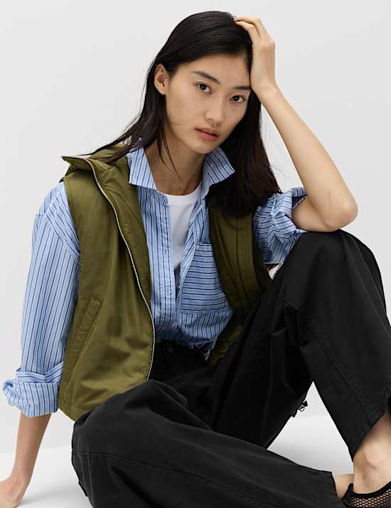 Cotton Rich Barrel Leg Trousers