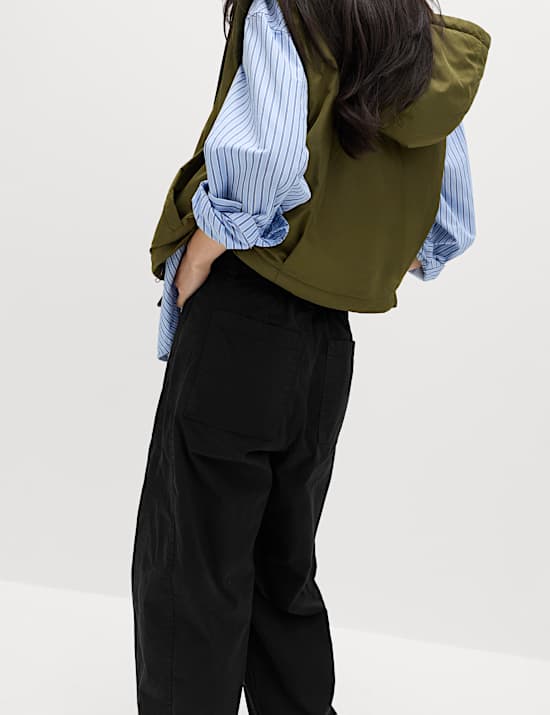 Cotton Rich Barrel Leg Trousers