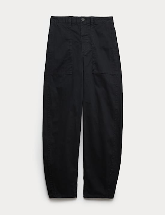 Cotton Rich Barrel Leg Trousers