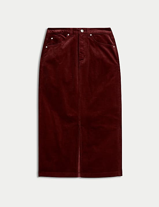 Falda a media pierna de pana