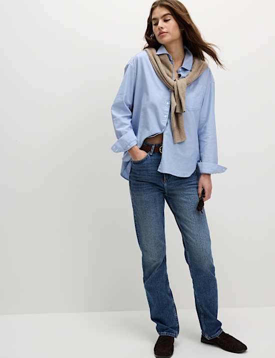High Waisted Stovepipe Straight Leg Jeans
