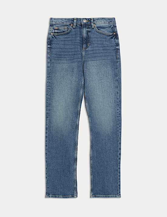 High Waisted Stovepipe Straight Leg Jeans