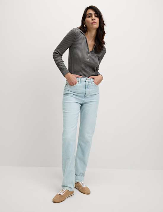 Stovepipe jeans met hoge taille en rechte pijpen