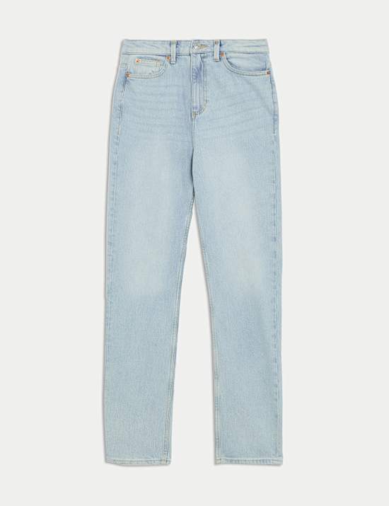 Stovepipe jeans met hoge taille en rechte pijpen