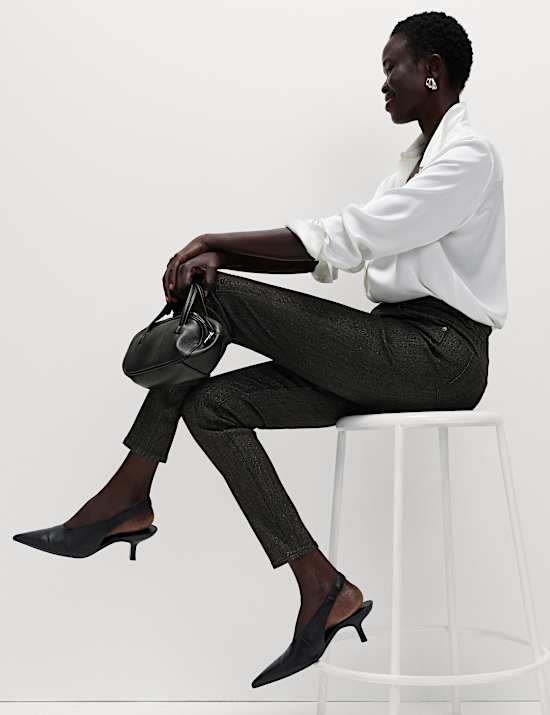 Ivy Mid Rise Shimmer Skinny Jeans