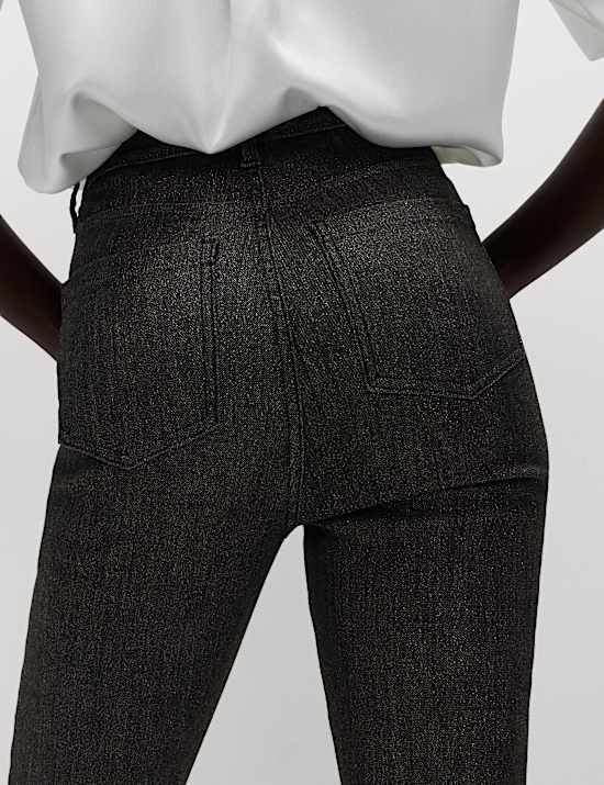 Ivy Mid Rise Shimmer Skinny Jeans