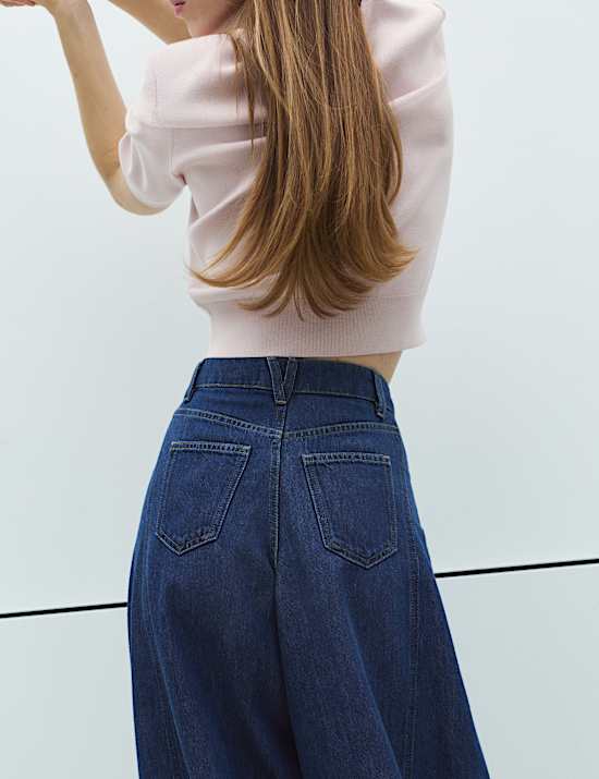 High Waisted Tie Detail Balloon Leg Jeans