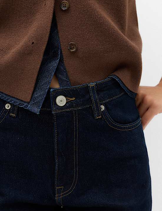Mid Rise Straight Leg Jeans