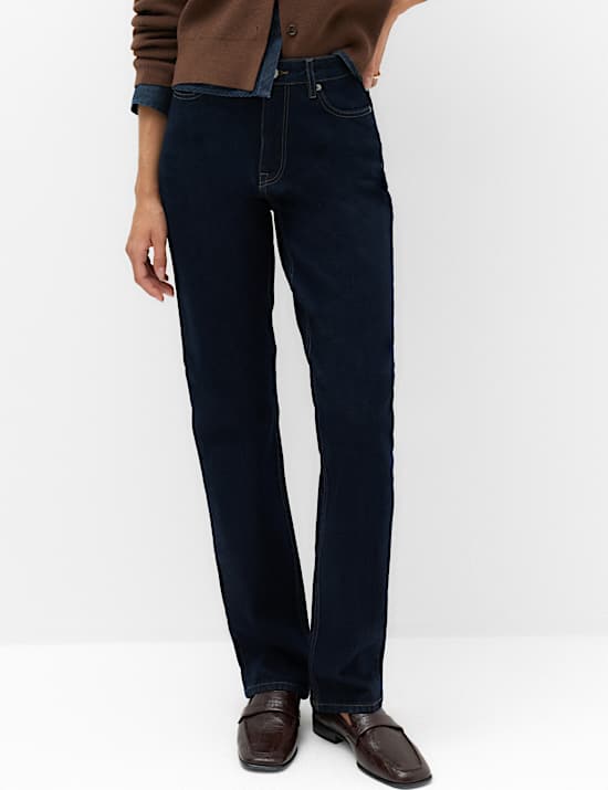 Mid Rise Straight Leg Jeans