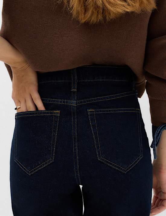Mid Rise Straight Leg Jeans