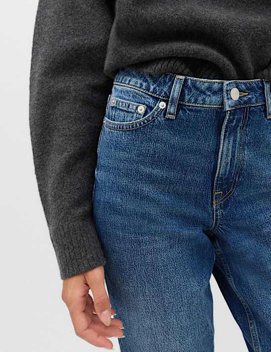 Mid Rise Straight Leg Jeans