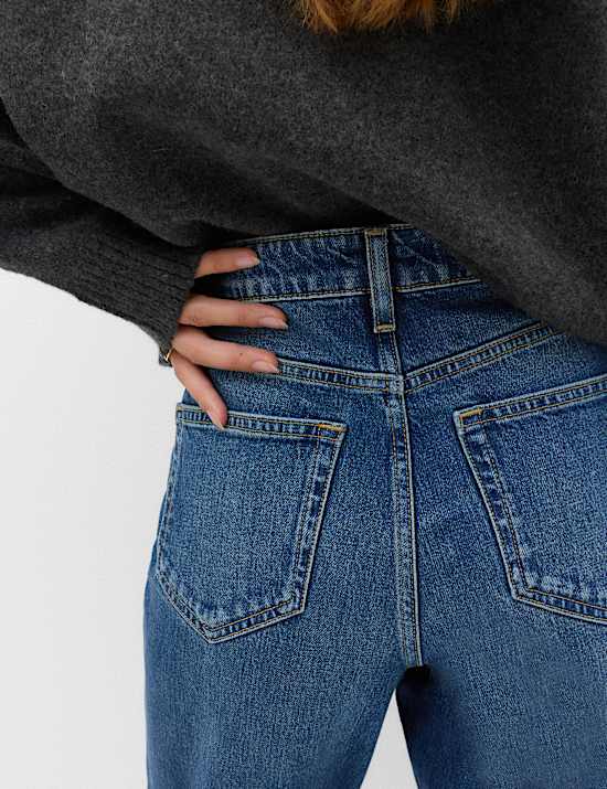 Mid Rise Straight Leg Jeans