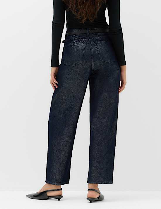 High Waisted Shimmer Carrot Jeans