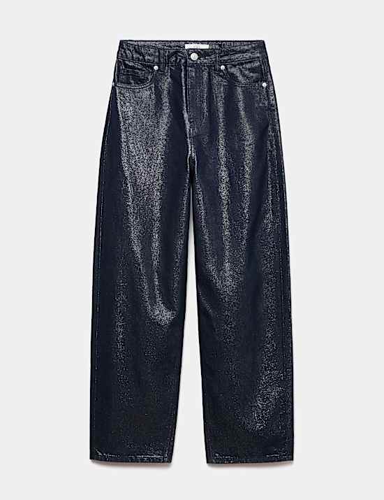 High Waisted Shimmer Carrot Jeans