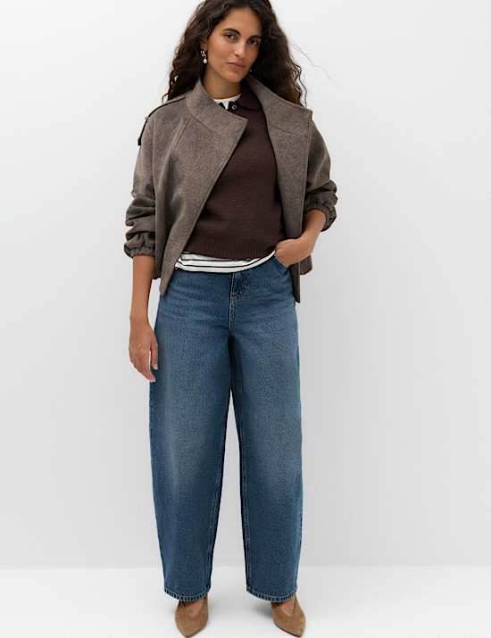Relaxed Mid Rise Cinch Barrel Jeans