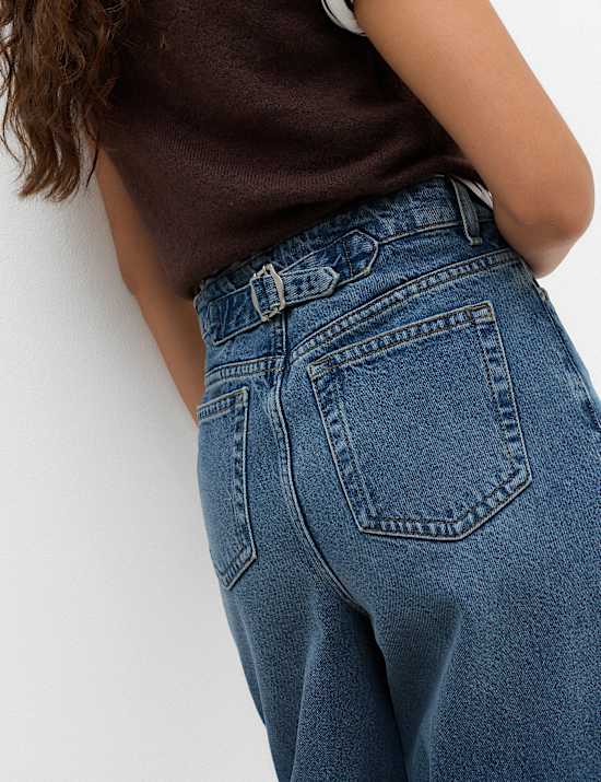 Relaxed Mid Rise Cinch Barrel Jeans