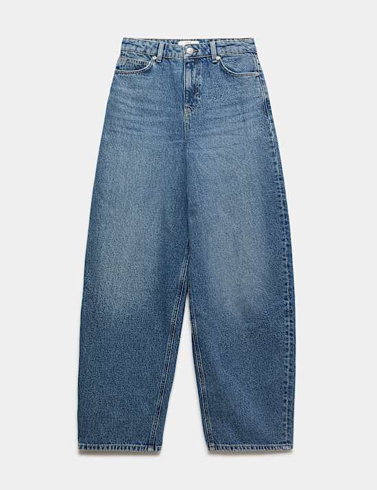 Relaxed Mid Rise Cinch Barrel Jeans