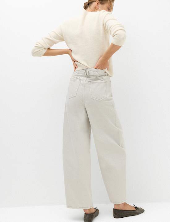 Relaxed Mid Rise Cinch Barrel Jeans