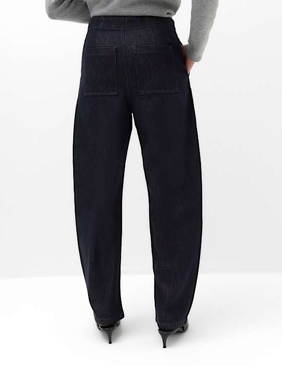 High Waisted Pintuck Barrel Jeans with Lyocell