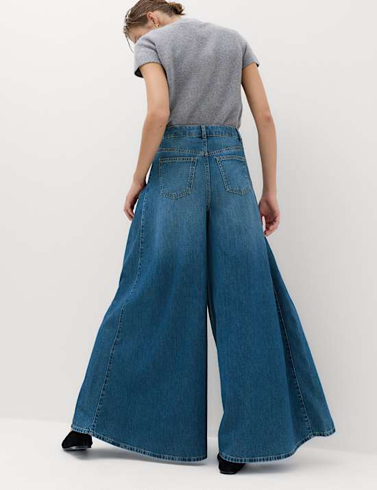 Vintage Look High Waisted Baggy Wide Leg Jeans