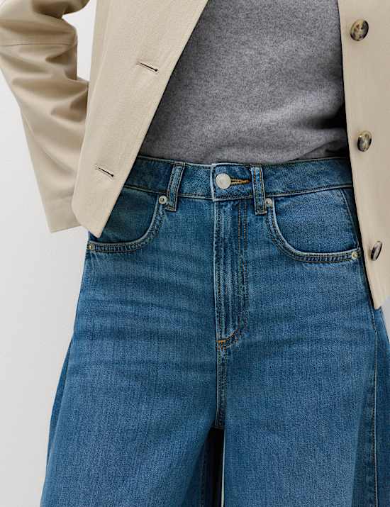 Vintage Look High Waisted Baggy Wide Leg Jeans