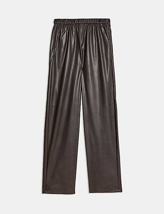 Leather Look Wide Leg Trousers