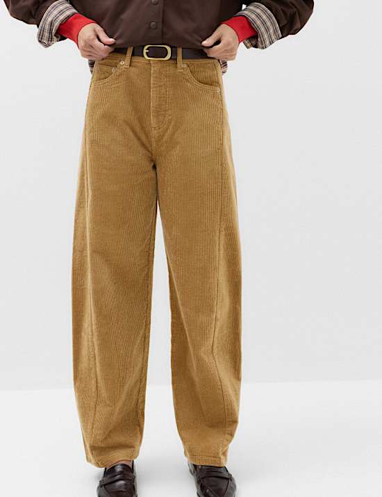 Corduroy Barrel Leg Trousers