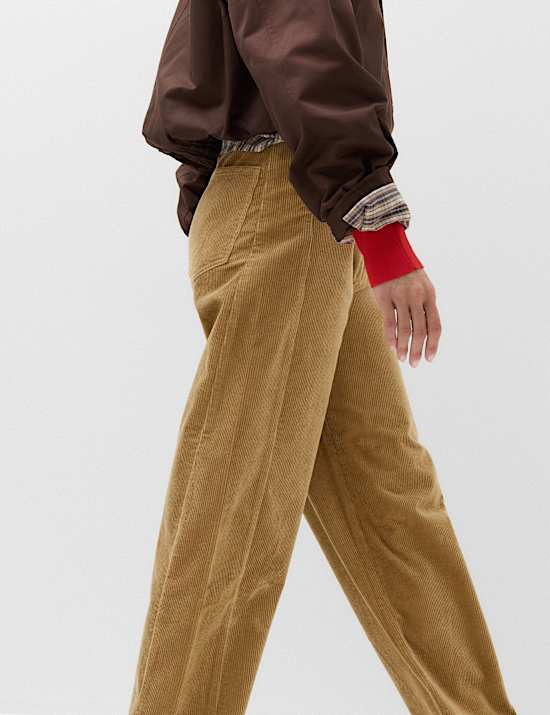 Corduroy Barrel Leg Trousers