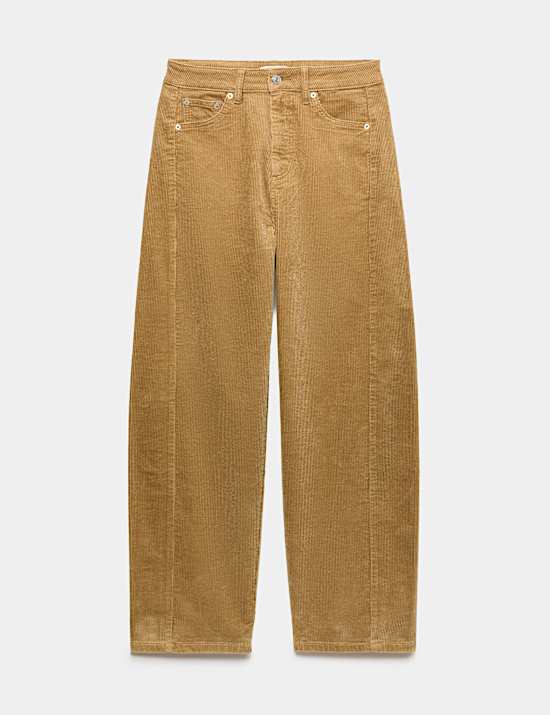 Corduroy Barrel Leg Trousers