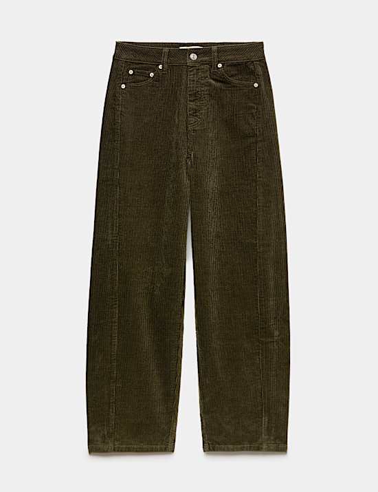 Pantalon coupe barrel en velours c&ocirc;tel&eacute;