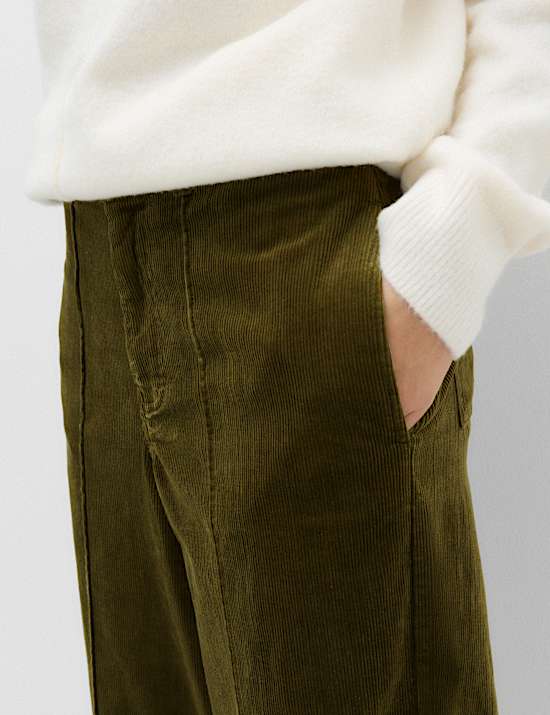 Pantalon coupe large en velours c&ocirc;tel&eacute; &agrave; nervures