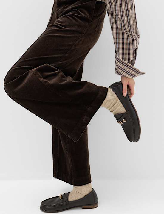Cord Pintuck Wide Leg Trousers