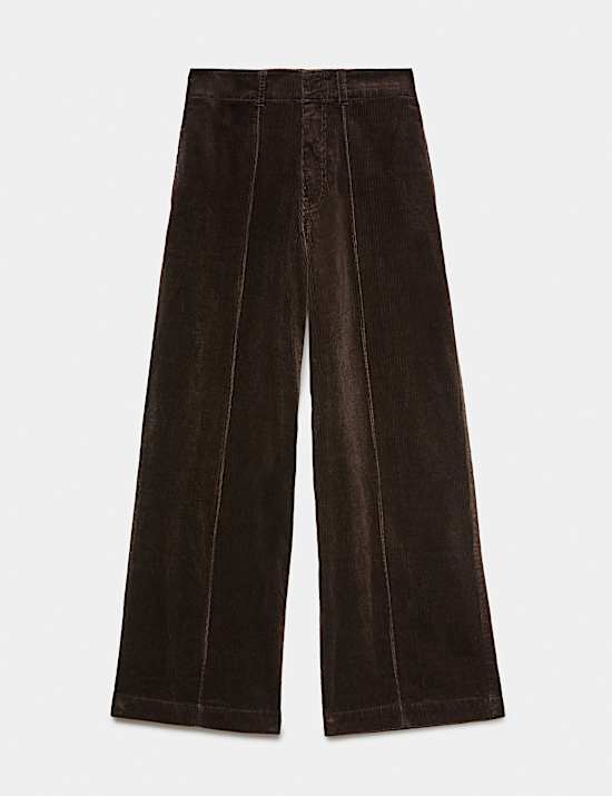 Cord Pintuck Wide Leg Trousers