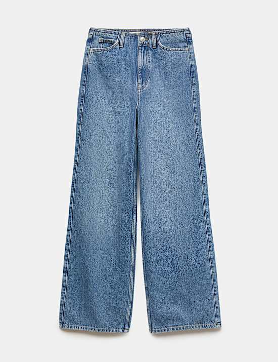 Denim High Waisted Wide Leg Jeans