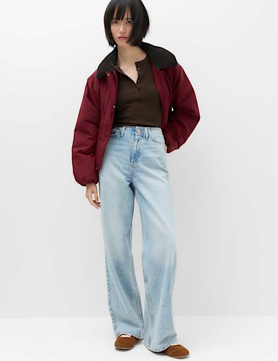 Denim High Waisted Wide Leg Jeans