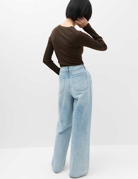 Denim High Waisted Wide Leg Jeans