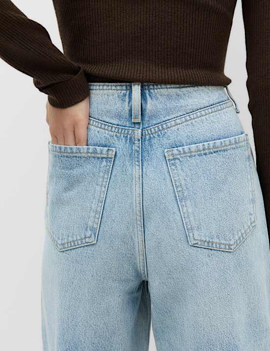Denim High Waisted Wide Leg Jeans
