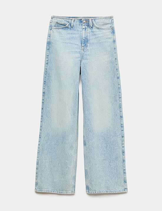 Denim High Waisted Wide Leg Jeans