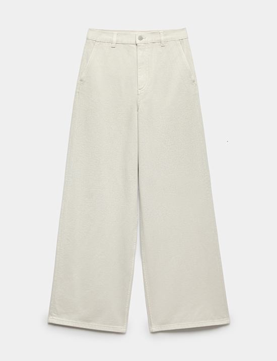 Jean &eacute;l&eacute;gant coupe large taille haute