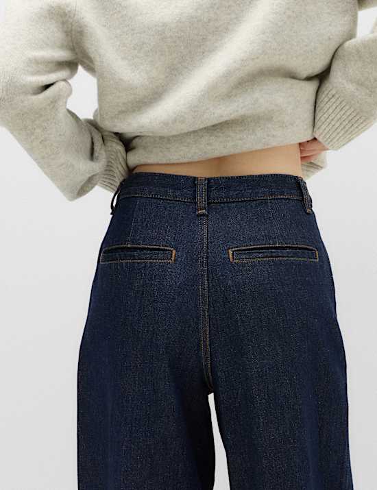 Jeans de vestir de pata ancha de cintura alta