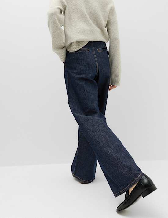Jeans de vestir de pata ancha de cintura alta