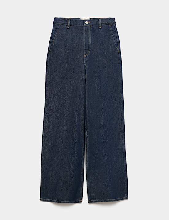 Jeans de vestir de pata ancha de cintura alta