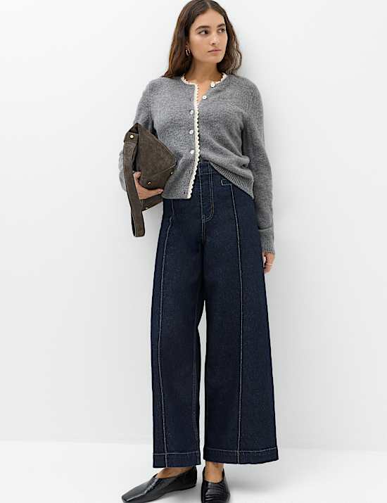 High Waisted Pintuck Ankle Grazer Jeans
