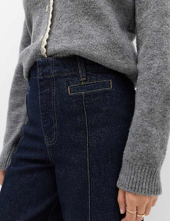 High Waisted Pintuck Ankle Grazer Jeans