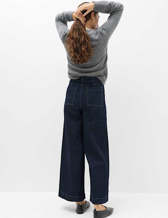 High Waisted Pintuck Ankle Grazer Jeans