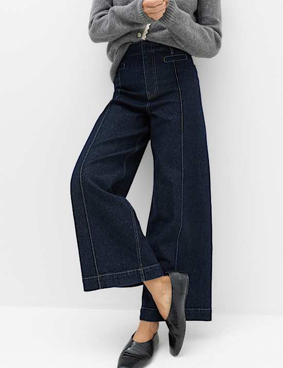 High Waisted Pintuck Ankle Grazer Jeans