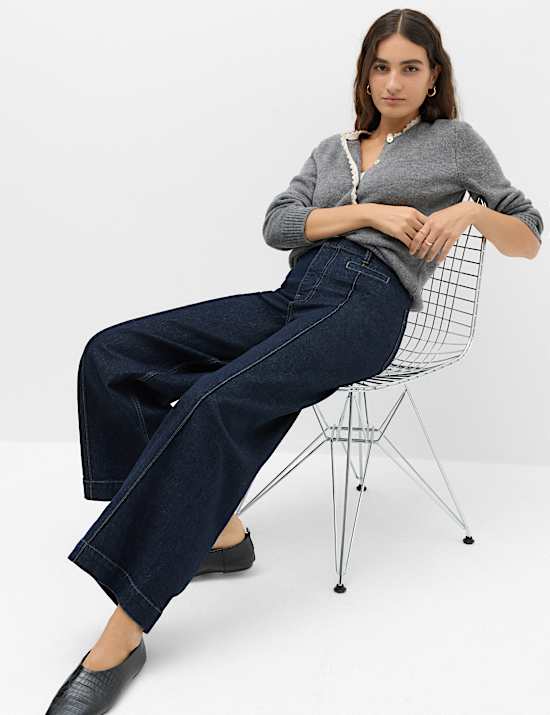 High Waisted Pintuck Ankle Grazer Jeans