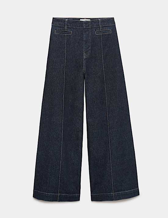 High Waisted Pintuck Ankle Grazer Jeans