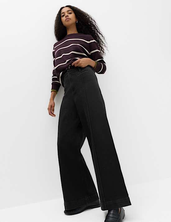 High Waisted Pintuck Ankle Grazer Jeans